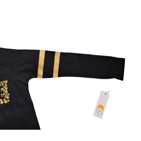 NWT C&C California Girls Black Gold Glitter Believe Sweatshirt Size S 6/6X - Picture 4 of 7